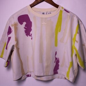 Adidas x Thebe Magugu Set – Abstract Art Crop Top & High-Waisted Leggings (M)